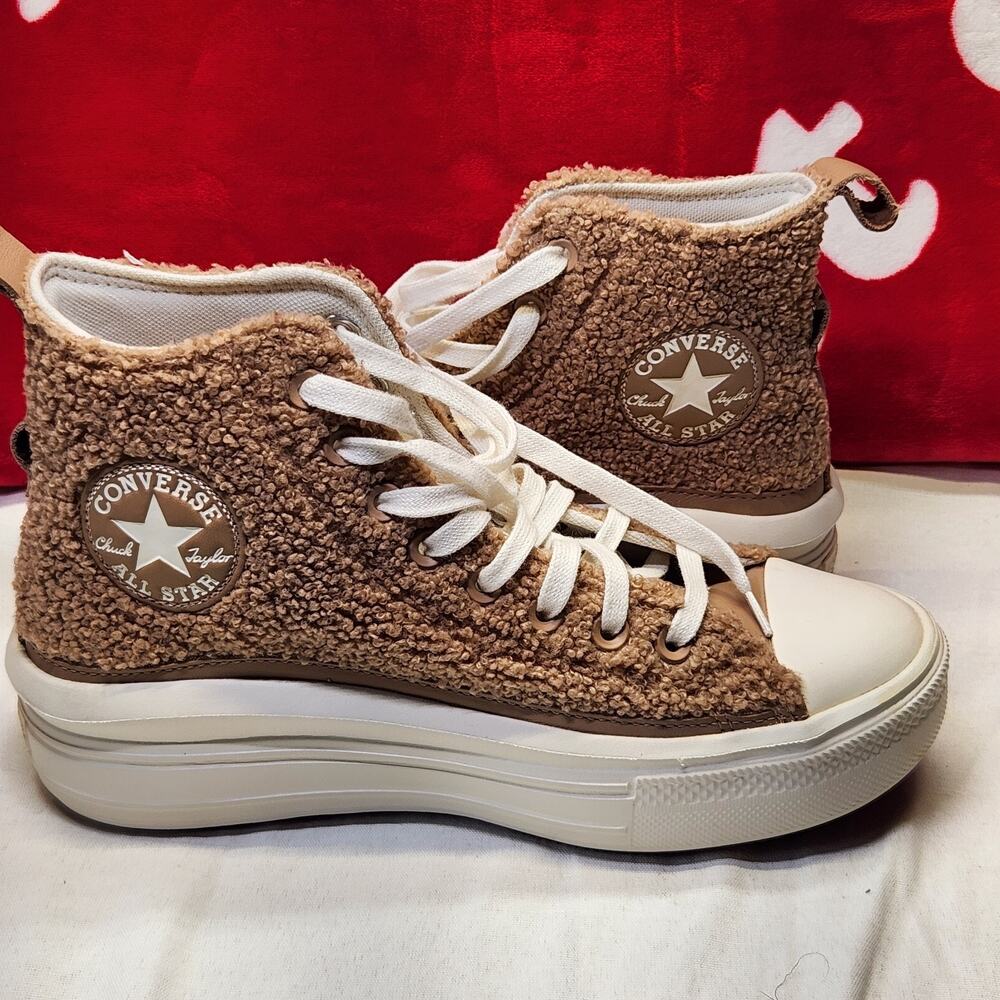 Converse Chuck Taylor All Star Move Platform High Top Sherpa Teddy Women's 8.5